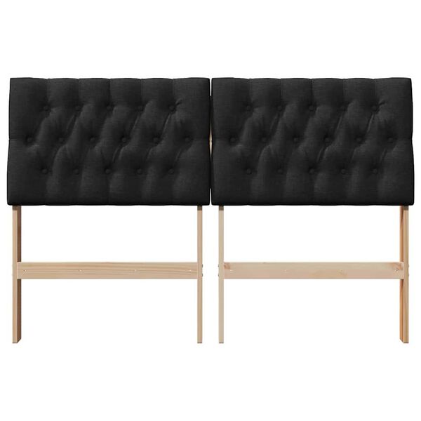 vidaXL Tapecirani uzglavlje Crna 140 cm Čvrsto borovo drvo