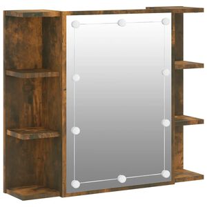 vidaXL Ormarić s ogledalom LED boja dimljenog hrasta 70 x 16,5 x 60 cm
