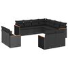vidaXL 11-dijelni set vrtnih sofa od poliratana s jastucima crni