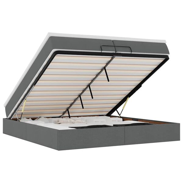 vidaXL Otomanski okvir kreveta s madracima tamnosivi 200x200cm tkanine