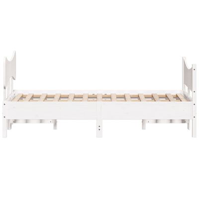 vidaXL Okvir za krevet s uzglavljem bijeli 135 x 190 cm od borovine