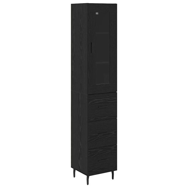 vidaXL Highboard Crni hrast 34,5 x 34 x 180 cm Konstruirano drvo
