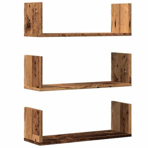 vidaXL Zidne police 3 kom boja staro drvo 58x18x18cm konstruirano drvo