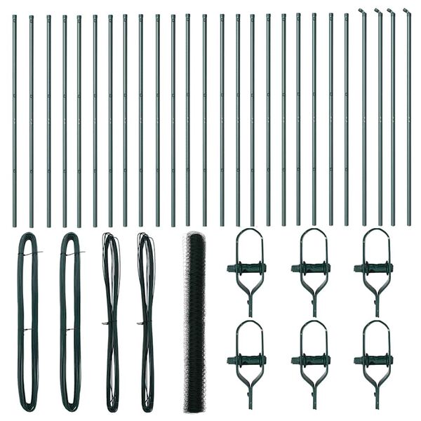 vidaXL Stup za ogradu Zelena 50 x 1,6 m (mreža 50 mm) Čelik i PVC