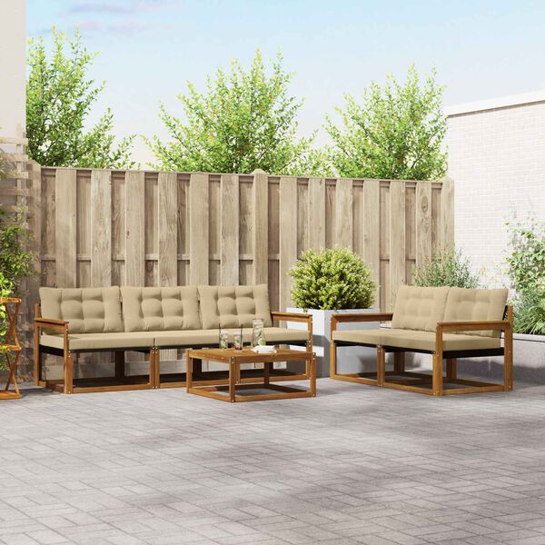 vidaXL Set vanjskih sofa s jastukom 6 pcs Prirodna i bež