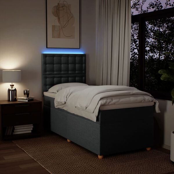 vidaXL Okvir kreveta s oprugama i madrac tamnosivi 80x200cm od tkanine