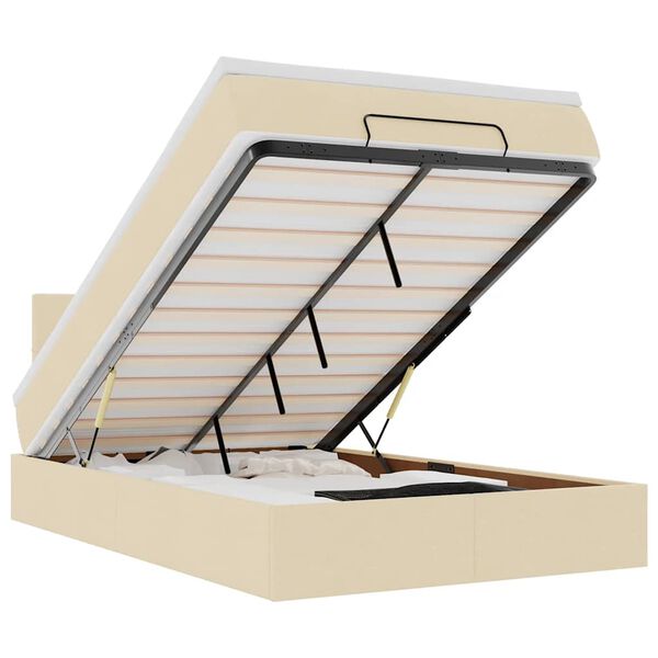 vidaXL Otomanski okvir kreveta s madraca krem 120x190 cm od tkanine