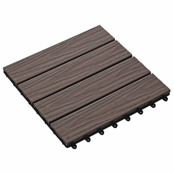 vidaXL Pločice za decking 3D Dizajn 11 pcs Tamno smeđa 30 x 30 cm