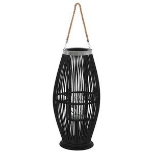 vidaXL Viseći svijećnjak od bambusa crni 60 cm