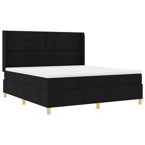 vidaXL Krevet s opruga kutije s LED trakama Crna 180 x 200 cm tkanina