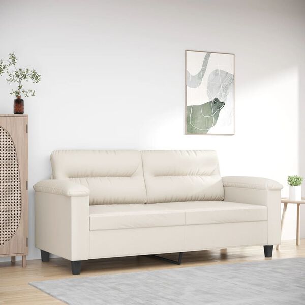 vidaXL Dvosjed od tkanine krem 140 cm od umjetne kože