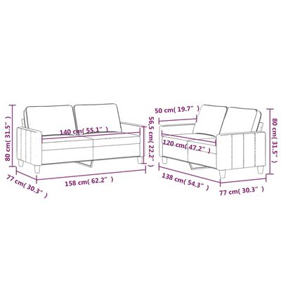 vidaXL 2-dijelni set sofa s jastucima crvena boja vina baršunasti