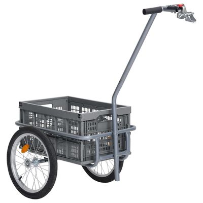 vidaXL Prikolica za bicikl sa sklopivom kutijom od 50 L siva 150 kg