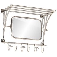 vidaXL Stalak za prtljagu s vješalicama i zidnim ogledalom aluminijski