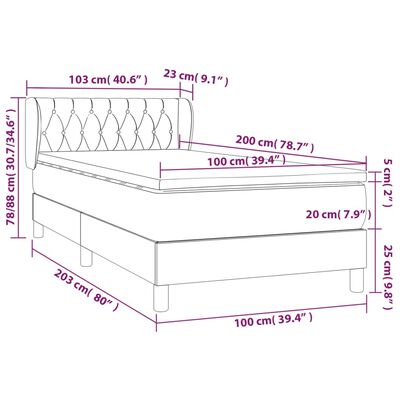 vidaXL Box spring krevet s madracem svjetlosivi 100x200 cm baršunasti