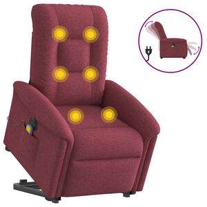 vidaXL Električni masažni naslonjač na podizanje od tkanine boja vina
