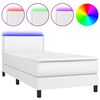 vidaXL Krevet box spring s madracem LED bijeli 100x200 cm umjetna koža