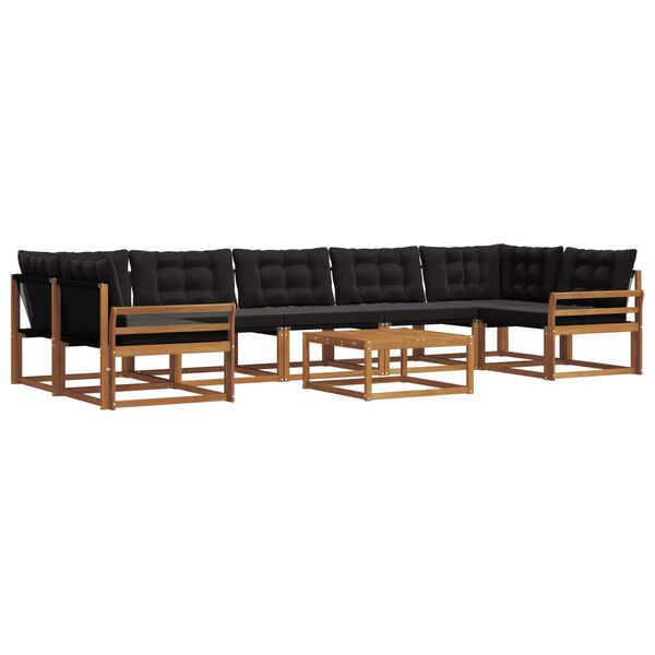 vidaXL Set vanjskih sofa s jastukom 8 pcs Prirodna i crna