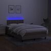 vidaXL Krevet box spring s madracem LED smeđesivi 120 x 200 cm tkanina