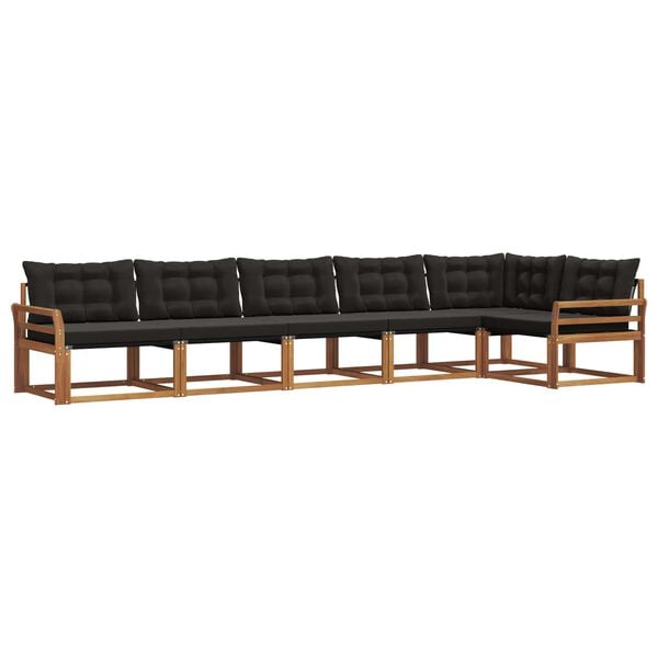 vidaXL Set vanjskih sofa s jastukom 6 pcs Prirodna i crna