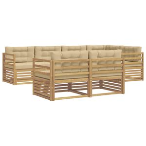 vidaXL Set vanjskih sofa s jastukom 7 pcs Bijela i bež Poliester