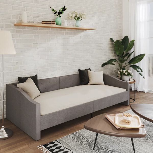 vidaXL Dnevni ležaj s USB-om svjetlosivi od tkanine 90 x 200 cm