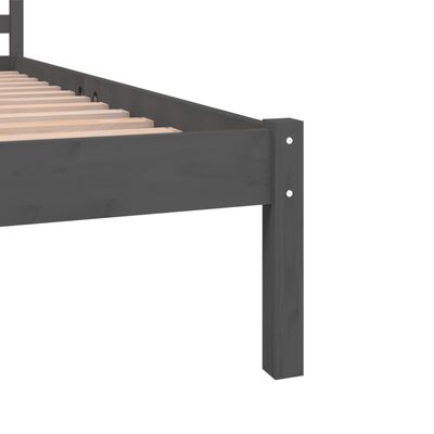 vidaXL Okvir za krevet od masivne borovine 140 x 190 cm sivi
