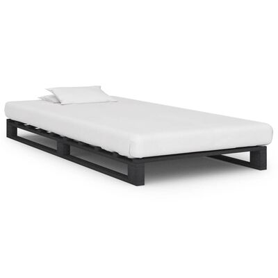 vidaXL Okvir za krevet od paleta od masivne borovine sivi 100 x 200 cm