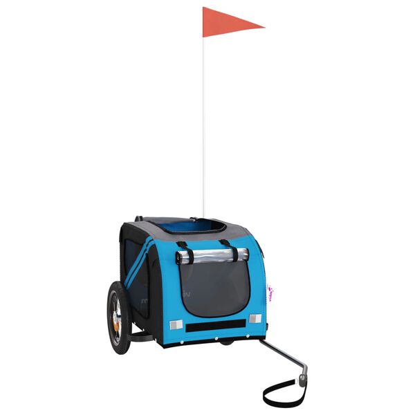 vidaXL Prikolica za bicikl za ljubimce plavo-siva od tkanine i željeza