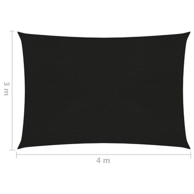 vidaXL Jedro za zaštitu od sunca 160 g/m² crno 3 x 4 m HDPE