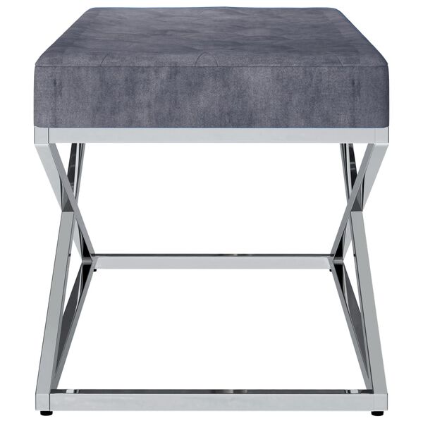 vidaXL Klupa od sive bar&scaron;unaste tkanine i nehrđajućeg čelika 97 cm