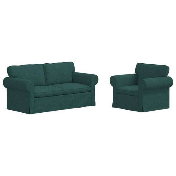 vidaXL Sofa 140cm 2 pcs Tamnozelena Metal