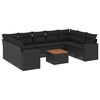 vidaXL 10-dijelni set vrtnih sofa s jastucima crni od poliratana