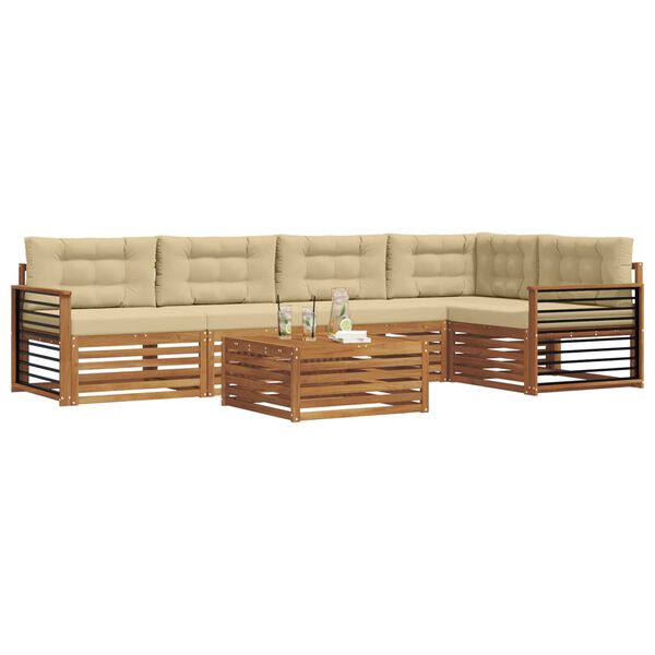 vidaXL Set vanjskih sofa s jastukom 6 pcs Prirodna i bež