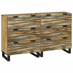 vidaXL Set komoda 2 kom. Prirodna 120 x 33 x 75 cm Čvrsto drvo manga