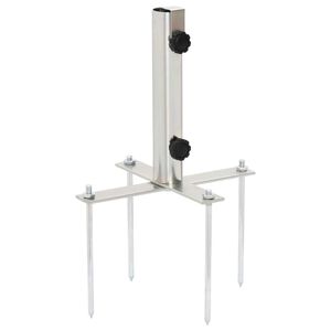 vidaXL Baza suncobrana sa &scaron;iljcima za tlo za &Oslash;32-38 mm srebrna čelična