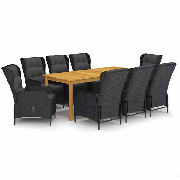 vidaXL 9-dijelni vrtni blagovaonski set tamnosivi