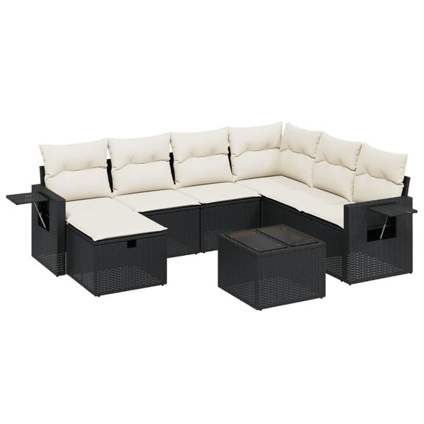 vidaXL 8-dijelni set vrtnih sofa od poliratana s jastucima crni