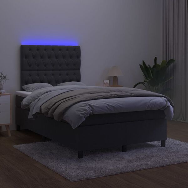 vidaXL Krevet box spring s madracem LED crni 120 x 200 cm bar&scaron;un