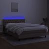 vidaXL Krevet box spring s madracem LED smeđesivi 140x190 cm tkanina