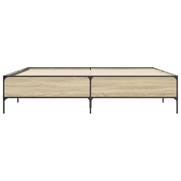 vidaXL Okvir za krevet boja hrasta 200x200cm konstruirano drvo i metal