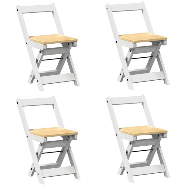 vidaXL Sklopive blagovaonske stolice 4 kom Corona bijele od borovine
