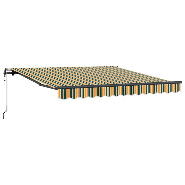 vidaXL Skrovita tenda Zelena i žuta 300 x 250 cm Tkanina i Aluminij