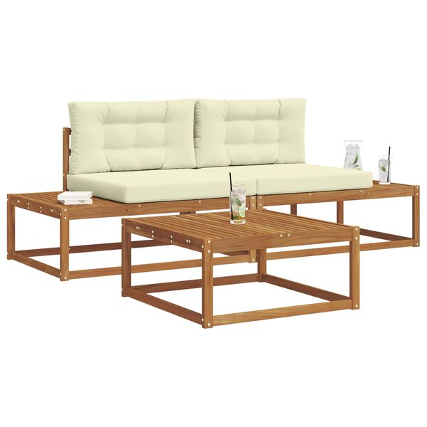 vidaXL Set vanjskih sofa s jastukom 3 Komad Prirodna i krem