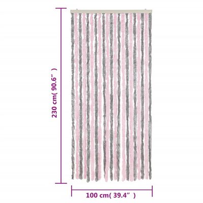 vidaXL Zastor protiv muha srebrnosivi i ružičasti 100 x 230 cm šenil