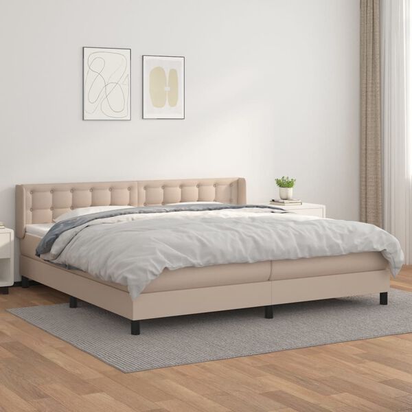 vidaXL Krevet box spring s madracem cappuccino 200x200cm umjetna koža