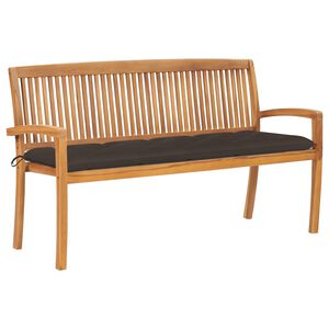 vidaXL Složiva vrtna klupa s jastukom 159 cm od masovne tikovine