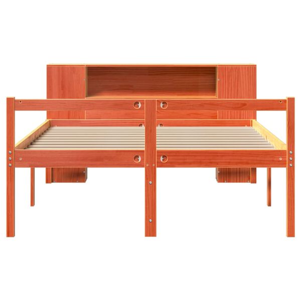 vidaXL Krevet s regalom za knjige bez madraca 135x190 cm masivno drvo