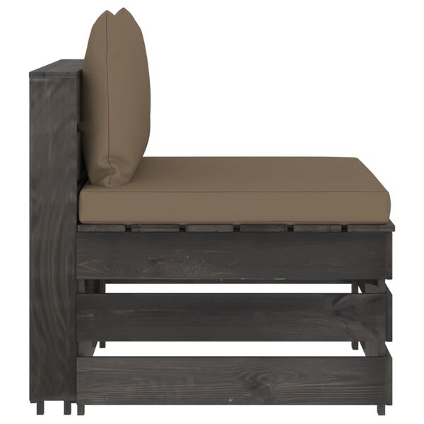 vidaXL Vrtni trosjed s jastucima od sivo impregniranog drva