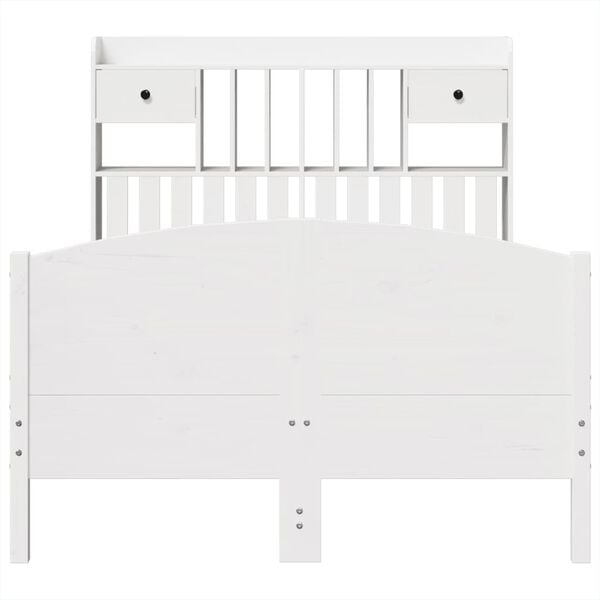 vidaXL Krevet s regalom z knjige bez madraca bijeli 135x190cm borovina